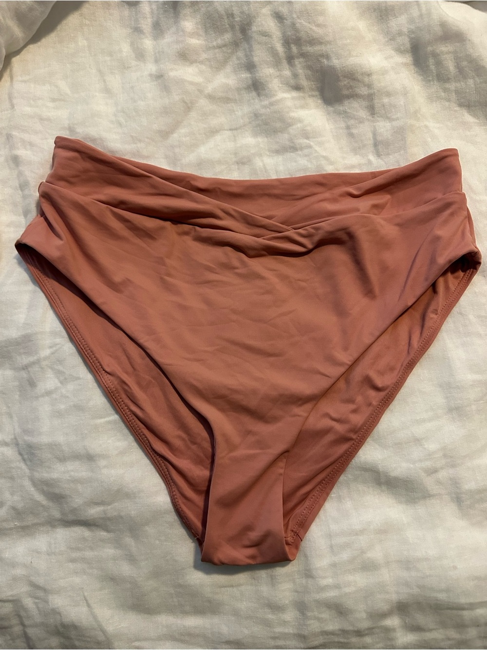 Andie High-Waist Bikini Bottoms in Dusty Rose